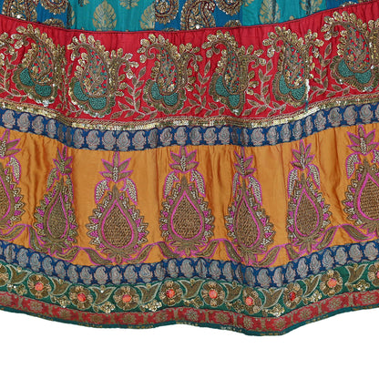Indian Heavy Wedding Green Silk Hand Embroidered Lehenga/Skirt Designer By Manish Malhotra Bridal Wear Zardozi/ Dabka