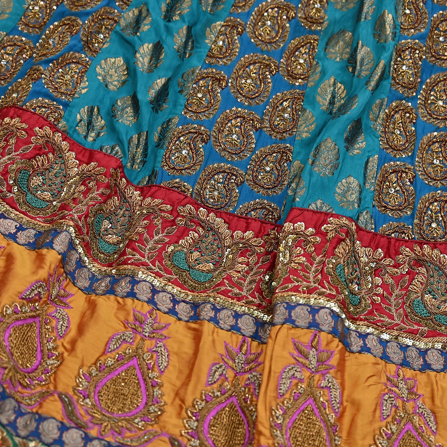 Indian Heavy Wedding Green Silk Hand Embroidered Lehenga/Skirt Designer By Manish Malhotra Bridal Wear Zardozi/ Dabka