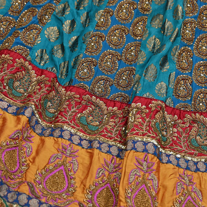 Indian Heavy Wedding Green Silk Hand Embroidered Lehenga/Skirt Designer By Manish Malhotra Bridal Wear Zardozi/ Dabka
