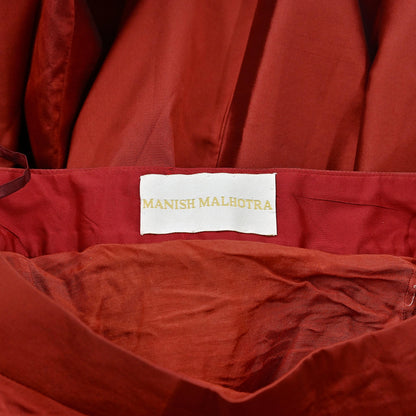 Designer Manish malhotra Maroon Raw Silk Skirt Heavy Embroidered Bridal Lehenga Bottom party wear Couture Outfit