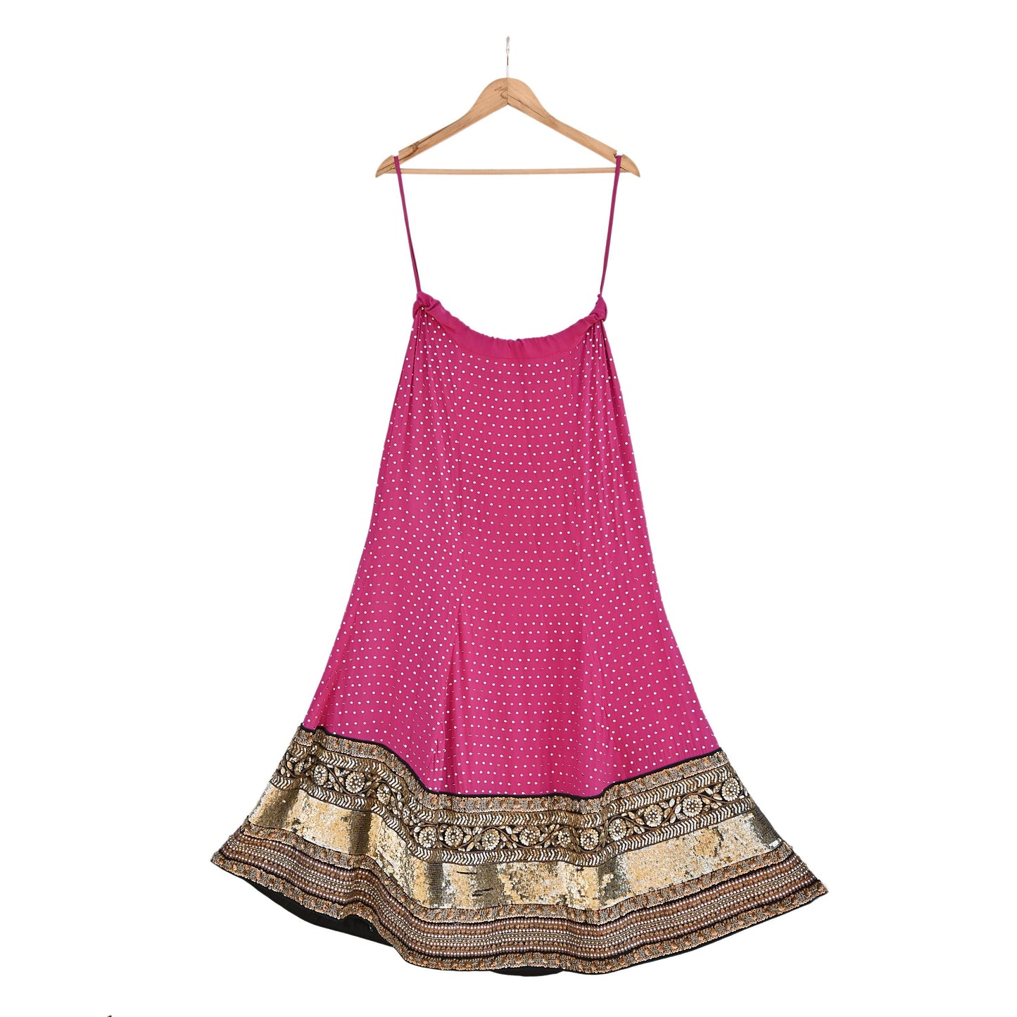 Indian Vintage Heavy Rani PInk Pure Crepe Silk Hand Embroidered Lehenga/Skirt By Designer Sabyasachi Bridal Wear Dabka/ Zardozi
