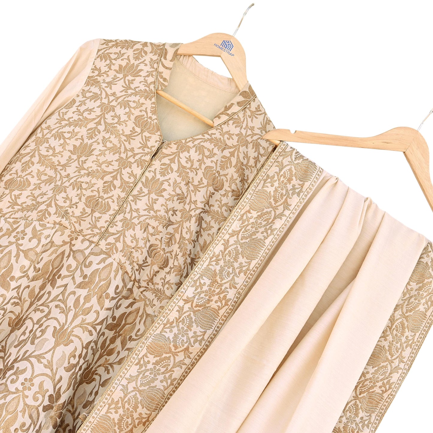 Vintage IVory Woven zari Work Khadi Silk Suit Set, Hand Embroidered Indian Kurta Dupatta, Party Wear Ethnic Outfit