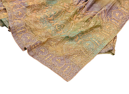 Indian Vintage Heavy Green Pure Silk Hand Embroidered Lehenga/Dupatta party Wear Zardozi/ Dabka, Zari