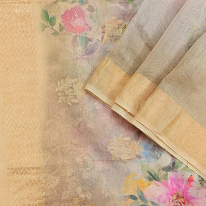 Women Indian Vintage gray ivory Dupatta Long Stole Pure silk Digital Printed Dupatta Veil Scarves soft Boho Wrap Dressmaking Zari Border