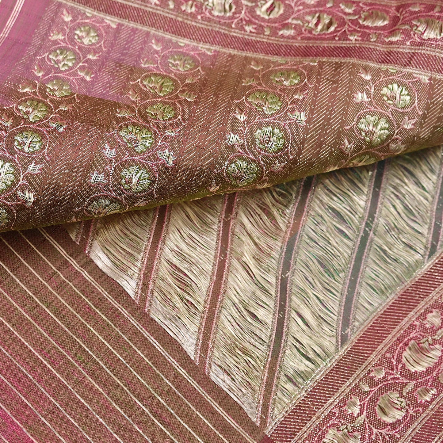 Vintage Multi Heavy Wedding Saree Pure Satin Silk Woven Banarasi Tanchoi Sarees Indian Sari Fabric Golden Zari 5Yd