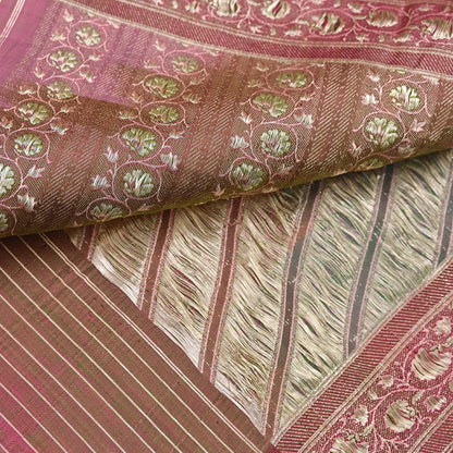 Vintage Multi Heavy Wedding Saree Pure Satin Silk Woven Banarasi Tanchoi Sarees Indian Sari Fabric Golden Zari 5Yd