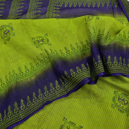 Indian Vintage Purple & Green Sarees Pure Cotton Block Printed Sari 5yd Sewing Craft Fabric DressMaking Soft Crafting Quilting Upcycle
