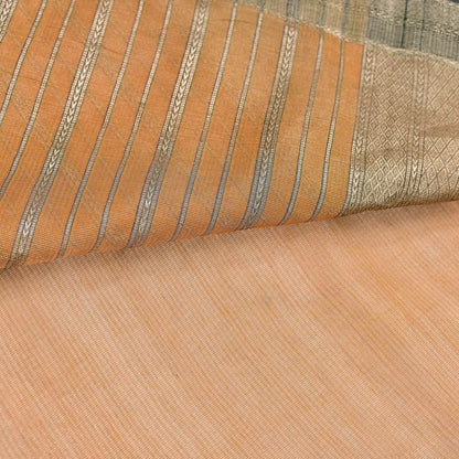 Indian Vintage Sari Saffron Pure Silk Hand Woven Sarees Craft Fabric 5Yd Floral Soft Golden Zari Bollywood Sarees Crafting Upcycle