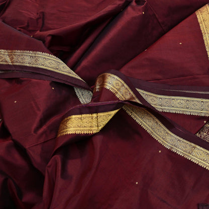 Indian Vintage Heavy Sari Maroon Kanjivaram Saree 100% Pure Silk Zari 5Yd Crafting Dress making For Crafting Quilting Upcycle