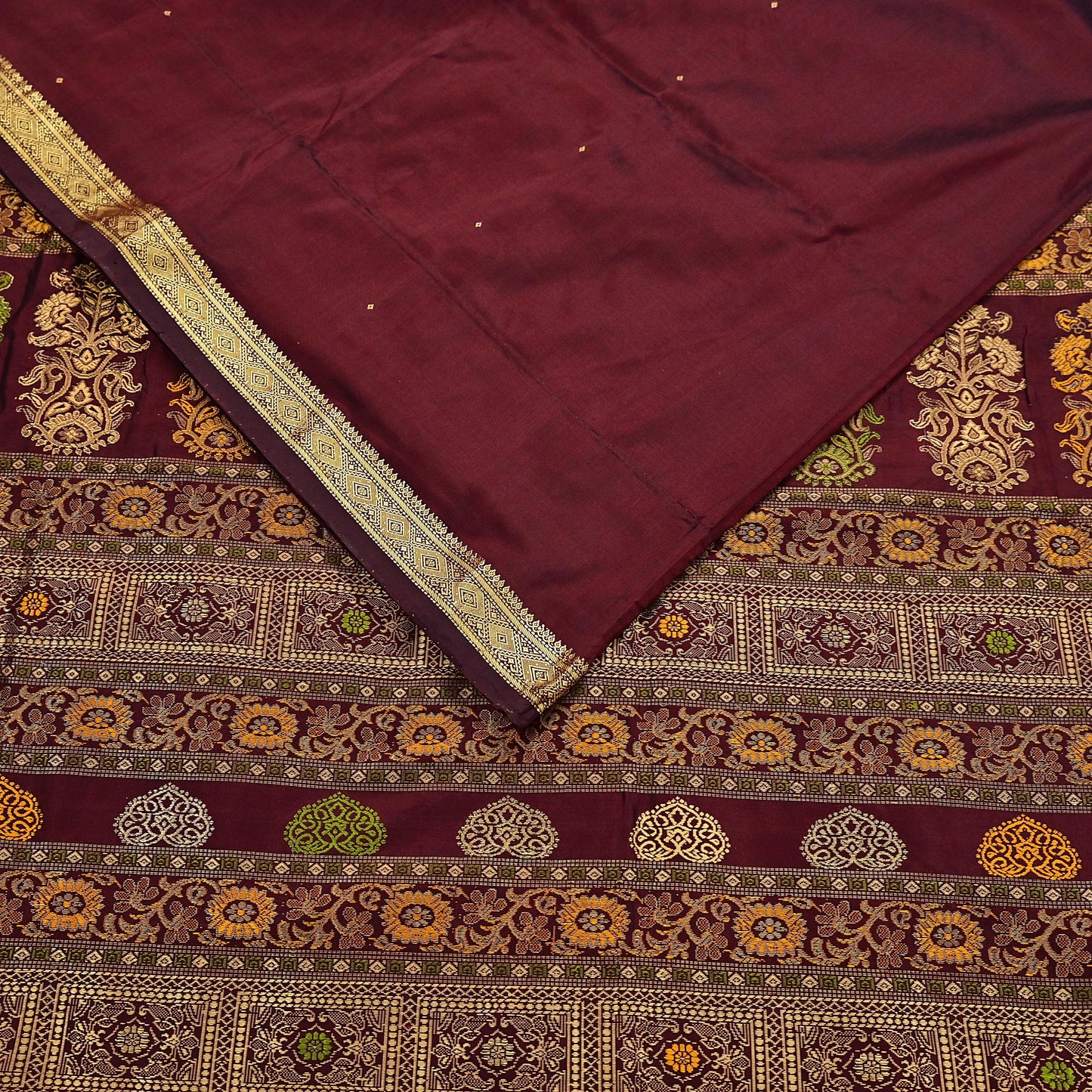 Indian Vintage Heavy Sari Maroon Kanjivaram Saree 100% Pure Silk Zari 5Yd Crafting Dress making For Crafting Quilting Upcycle