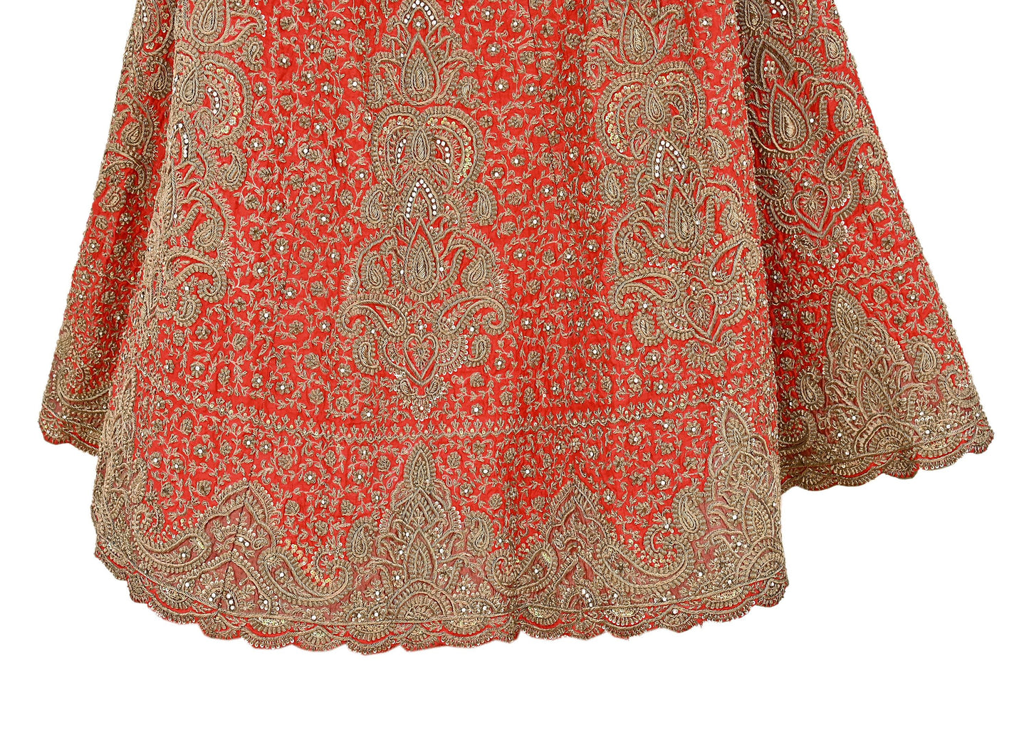 Indian VIntage Heavy Red Hand Embroidered Lehenga/Skirt Bridal Wear Zardozi/ Dabka Bollywood skirt party wear