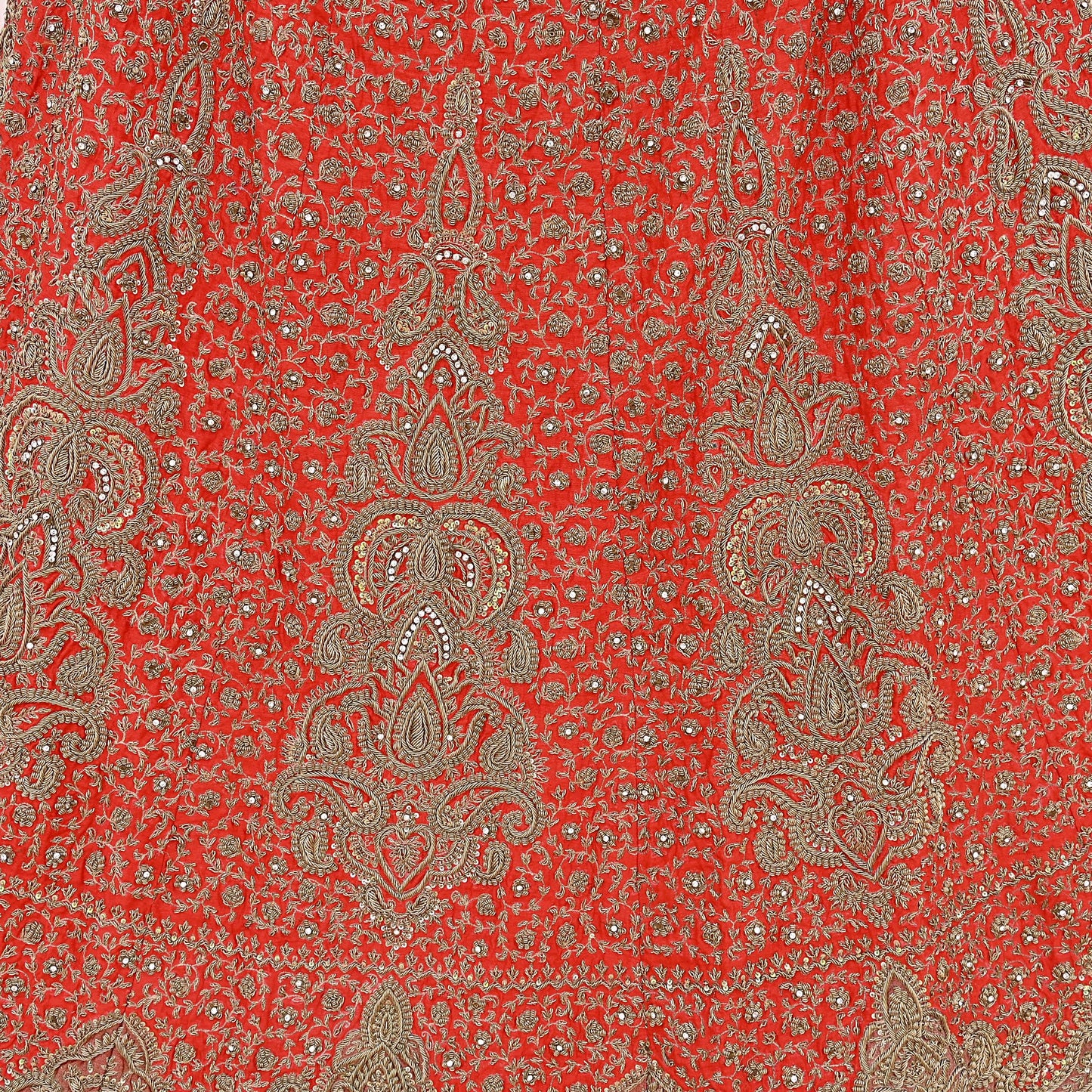 Indian VIntage Heavy Red Hand Embroidered Lehenga/Skirt Bridal Wear Zardozi/ Dabka Bollywood skirt party wear
