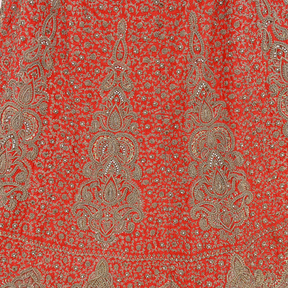 Indian VIntage Heavy Red Hand Embroidered Lehenga/Skirt Bridal Wear Zardozi/ Dabka Bollywood skirt party wear