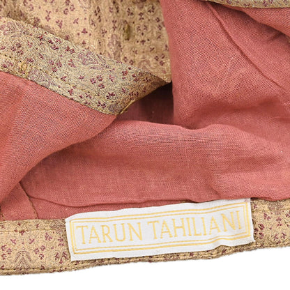 Indian Pre-owned Beige Satin Silk Hand Embroidered By Designer Tarun Tahiliani Blouse/Top/Crop M Size Party wear Bollywood