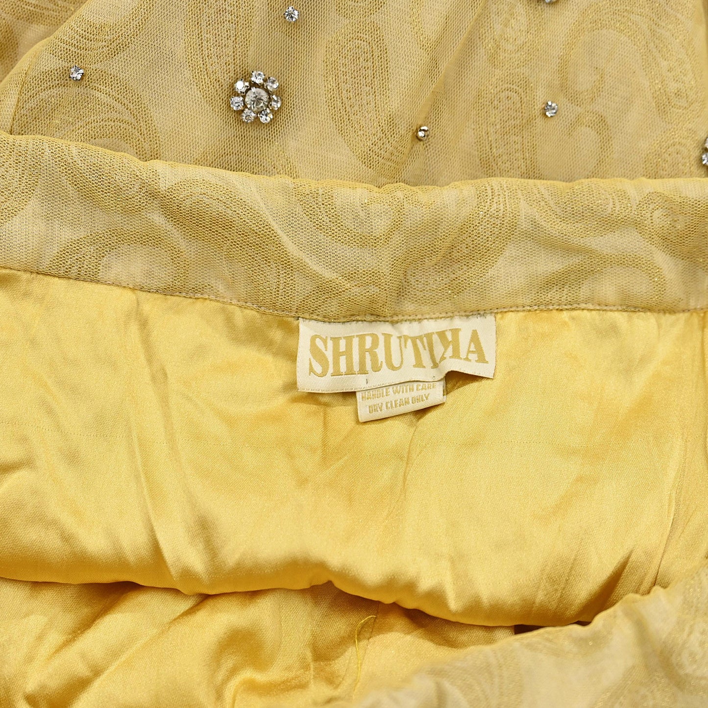 Party wear Heavy Yellow Net Hand Embroidered Lehenga Skirt by Designer Shrutika Bridal Wear Fashion