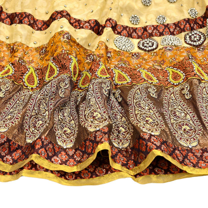 Party wear Heavy Yellow Net Hand Embroidered Lehenga Skirt by Designer Shrutika Bridal Wear Fashion