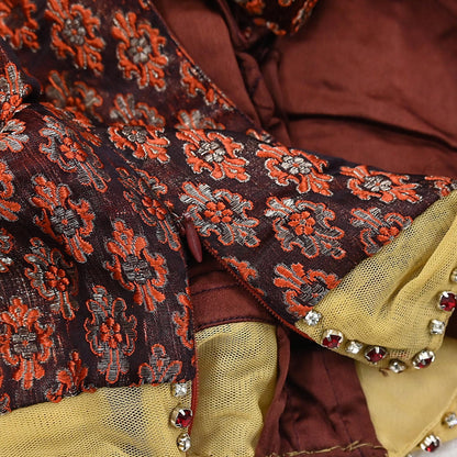 Indian Pre-owned pure Satin Silk net Hand Embroidered Brocade By Designer Shrutika Blouse/Top/Crop M Size Party wear Bollywood