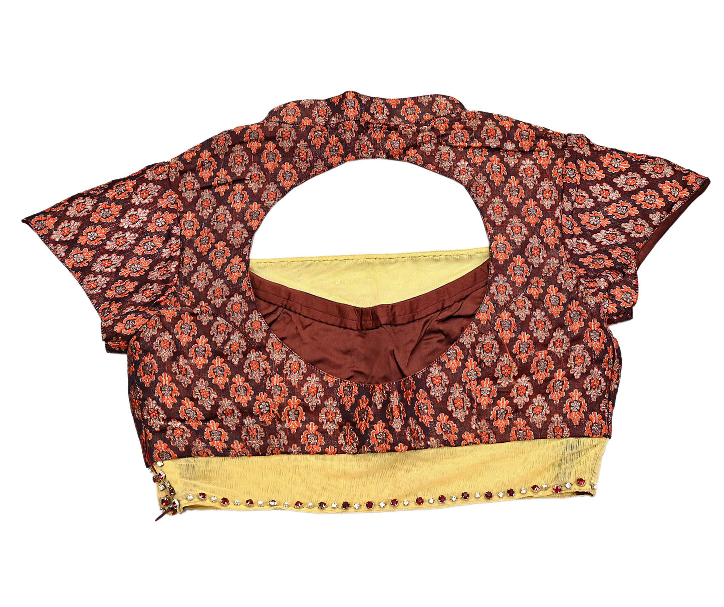 Indian Pre-owned pure Satin Silk net Hand Embroidered Brocade By Designer Shrutika Blouse/Top/Crop M Size Party wear Bollywood