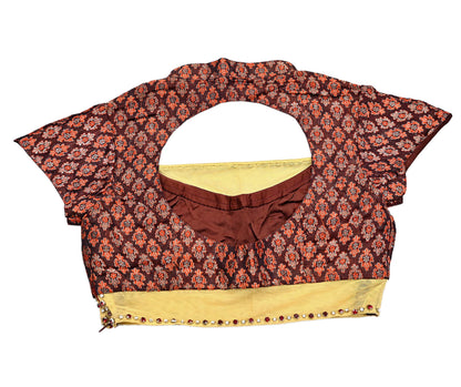 Indian Pre-owned pure Satin Silk net Hand Embroidered Brocade By Designer Shrutika Blouse/Top/Crop M Size Party wear Bollywood