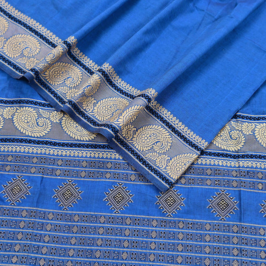 Indian Vintage Blue Dupatta Long Stole Artificial Silk Woven Brocade Scarves Veil Scarf Wrap Hippie Boho Soft Floral