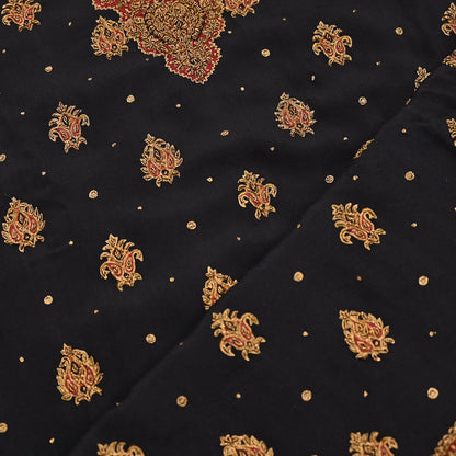 Indian Vintage Ritu Kumar Black Pure Crepe Silk Long Kurta Hand Embroidered Printed Designer Ethnic Festive Party Wear Tunic