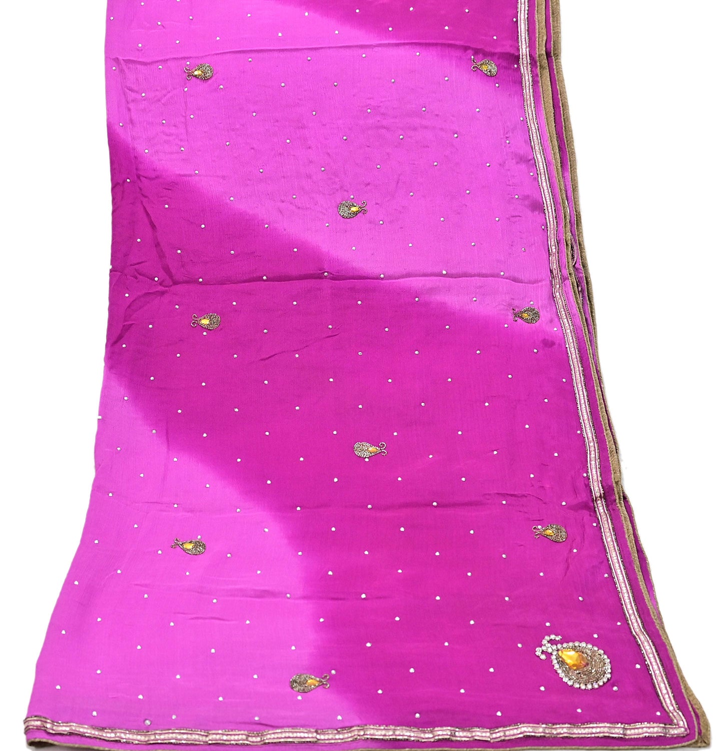 Indian Vintage Pink Dupatta Pure silk Long Stole Hand Embroidered Scarves Stole Veil Wrap Sequins Dabka/ Zardozi