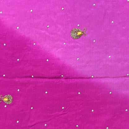 Indian Vintage Pink Dupatta Pure silk Long Stole Hand Embroidered Scarves Stole Veil Wrap Sequins Dabka/ Zardozi