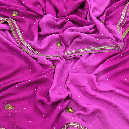 Indian Vintage Pink Dupatta Pure silk Long Stole Hand Embroidered Scarves Stole Veil Wrap Sequins Dabka/ Zardozi