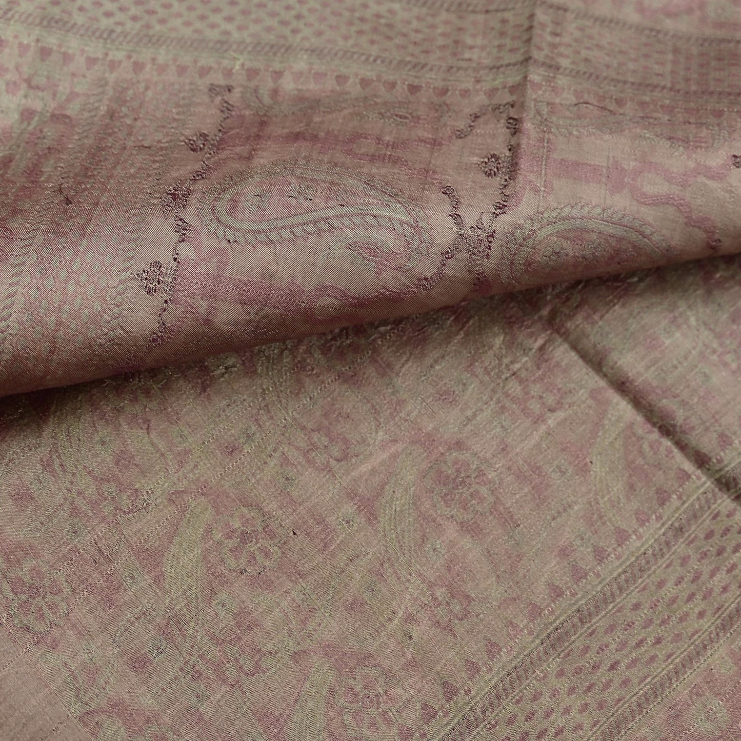 Vintage Brown Banarasi Silk Saree Pure Satin Silk Handwoven Tanchoi Fabric with Floral Weave 5 Yard Dressmaking Craft Material
