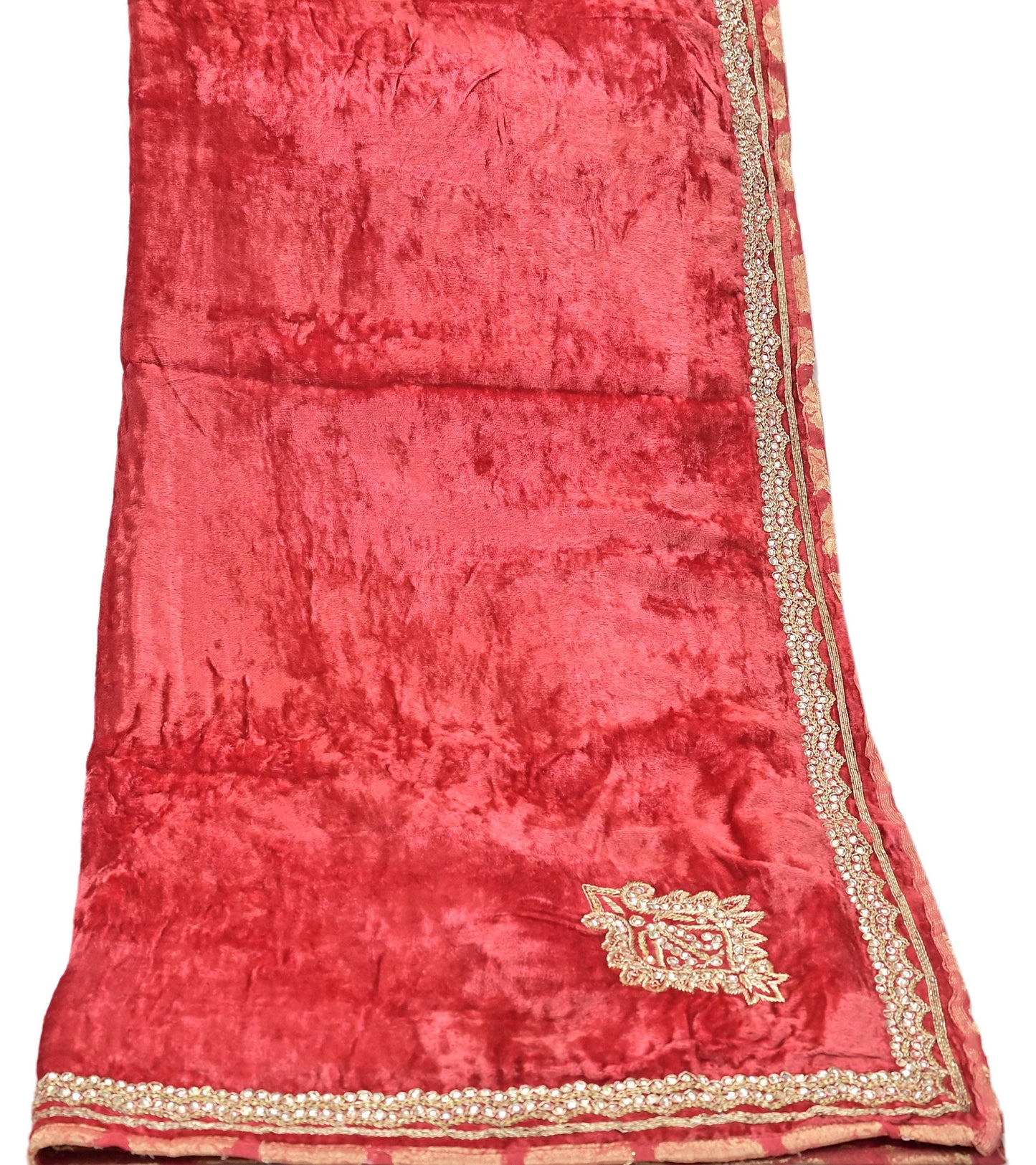 Indian Vintage Heavy Peach Dupatta Velvet Long Stole Hand Embroidered Scarves Zari Hijab Veil Wrap Bridal Dupatta Paisley