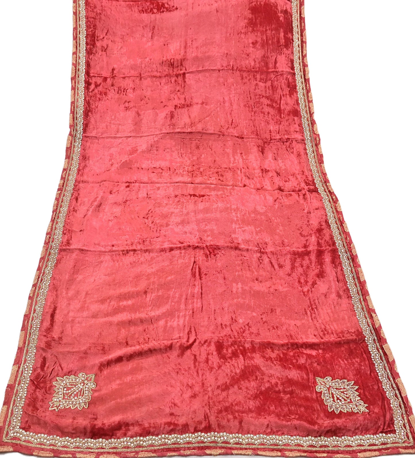 Indian Vintage Heavy Peach Dupatta Velvet Long Stole Hand Embroidered Scarves Zari Hijab Veil Wrap Bridal Dupatta Paisley