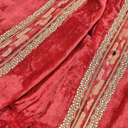 Indian Vintage Heavy Peach Dupatta Velvet Long Stole Hand Embroidered Scarves Zari Hijab Veil Wrap Bridal Dupatta Paisley