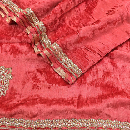 Indian Vintage Heavy Peach Dupatta Velvet Long Stole Hand Embroidered Scarves Zari Hijab Veil Wrap Bridal Dupatta Paisley
