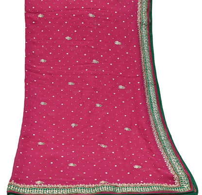 Indian Vintage Heavy Pink Dupatta Pure Georgette Silk Long Stole Hand Embroidered Designer By Ritu Kumar Scarves Scarf Zari Zardozi