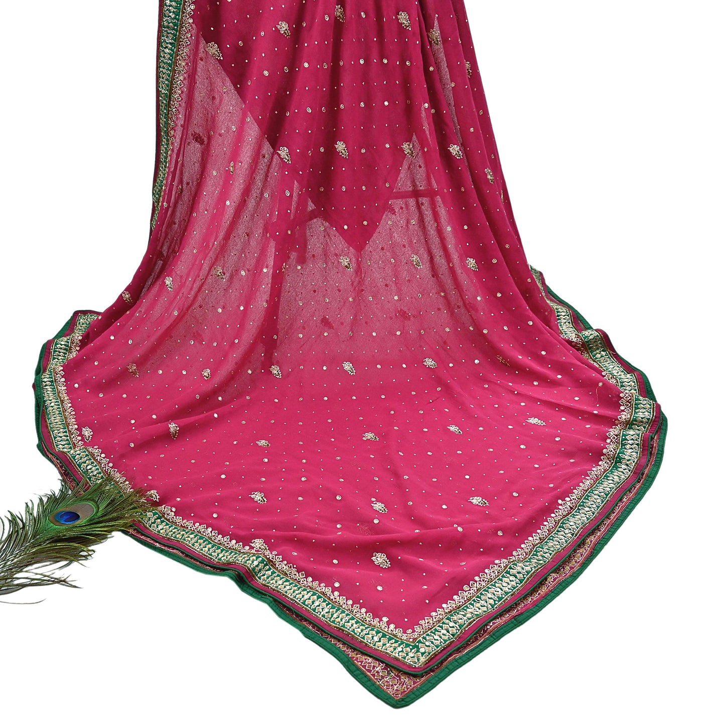 Indian Vintage Heavy Pink Dupatta Pure Georgette Silk Long Stole Hand Embroidered Designer By Ritu Kumar Scarves Scarf Zari Zardozi