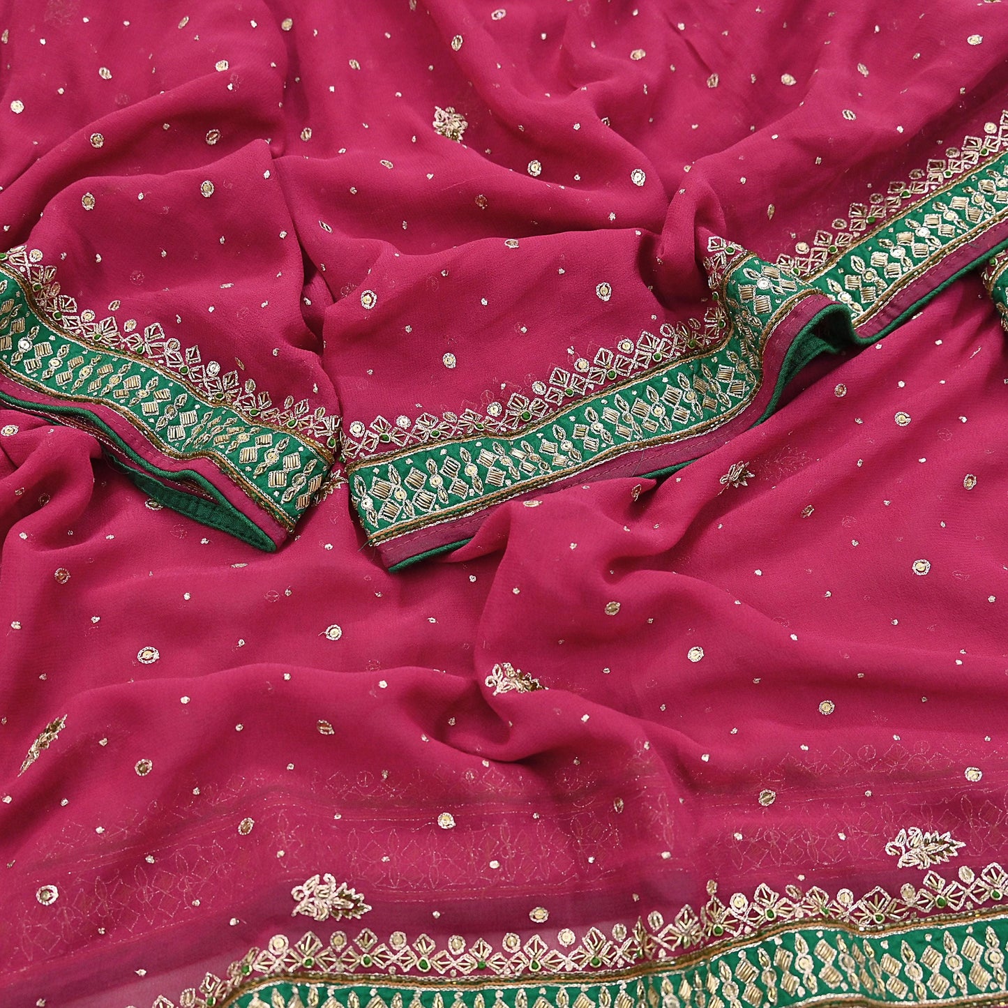 Indian Vintage Heavy Pink Dupatta Pure Georgette Silk Long Stole Hand Embroidered Designer By Ritu Kumar Scarves Scarf Zari Zardozi