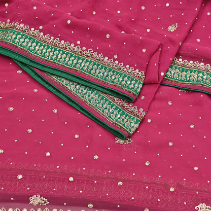 Indian Vintage Heavy Pink Dupatta Pure Georgette Silk Long Stole Hand Embroidered Designer By Ritu Kumar Scarves Scarf Zari Zardozi
