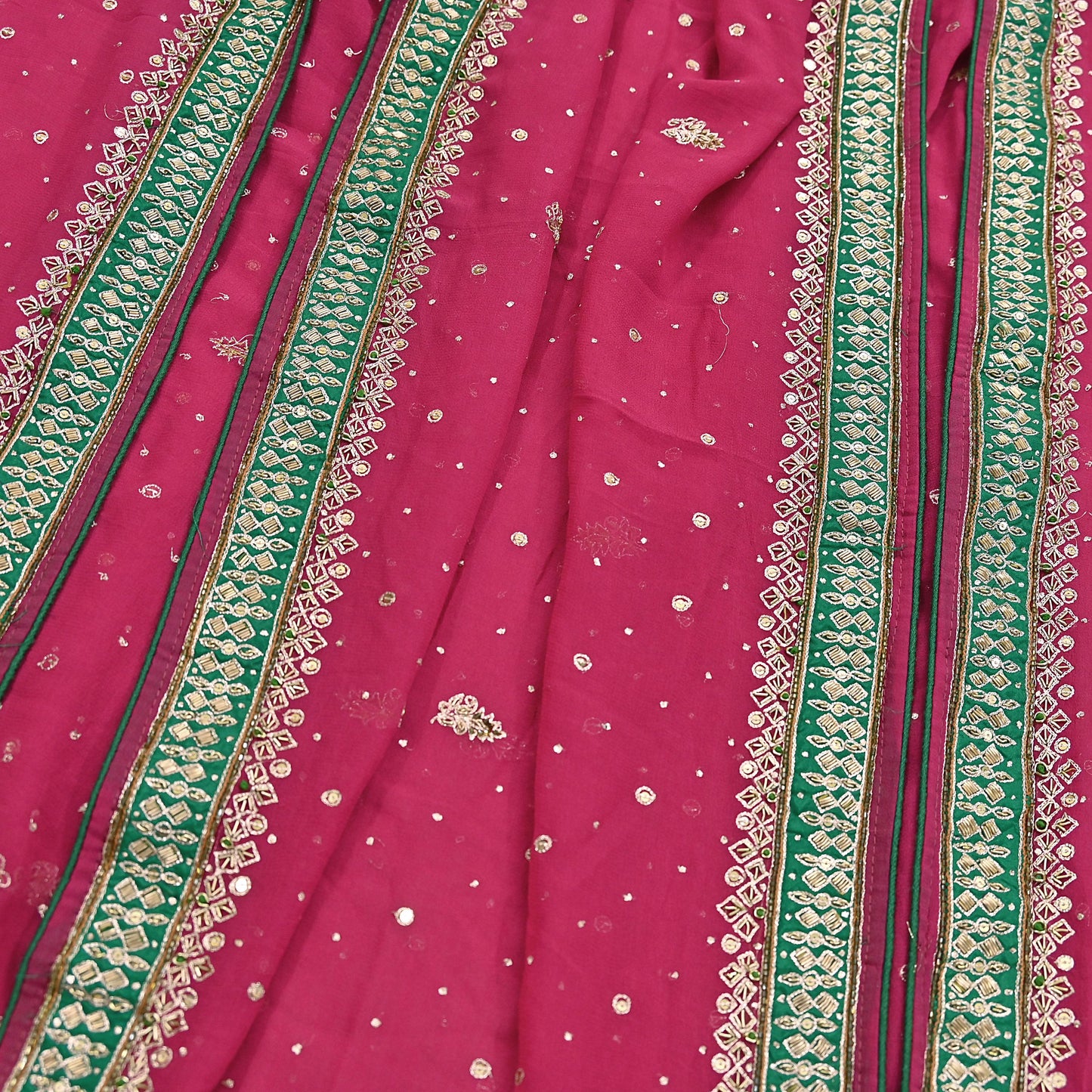 Indian Vintage Heavy Pink Dupatta Pure Georgette Silk Long Stole Hand Embroidered Designer By Ritu Kumar Scarves Scarf Zari Zardozi