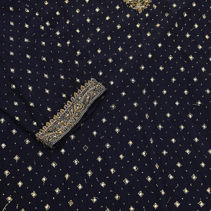 Indian Vintage Ritu Kumar Deep Blue Pure Crepe Silk Long Kurta Hand Embroidered Printed Designer Ethnic Festive Party Wear Tunic