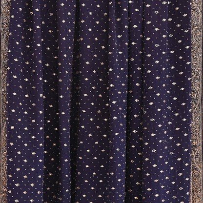 Indian Vintage Heavy Deep Blue Dupatta Pure Crepe Silk Long Stole Hand Embroidered Designer By Ritu Kumar Scarves Scarf Zari Zardozi