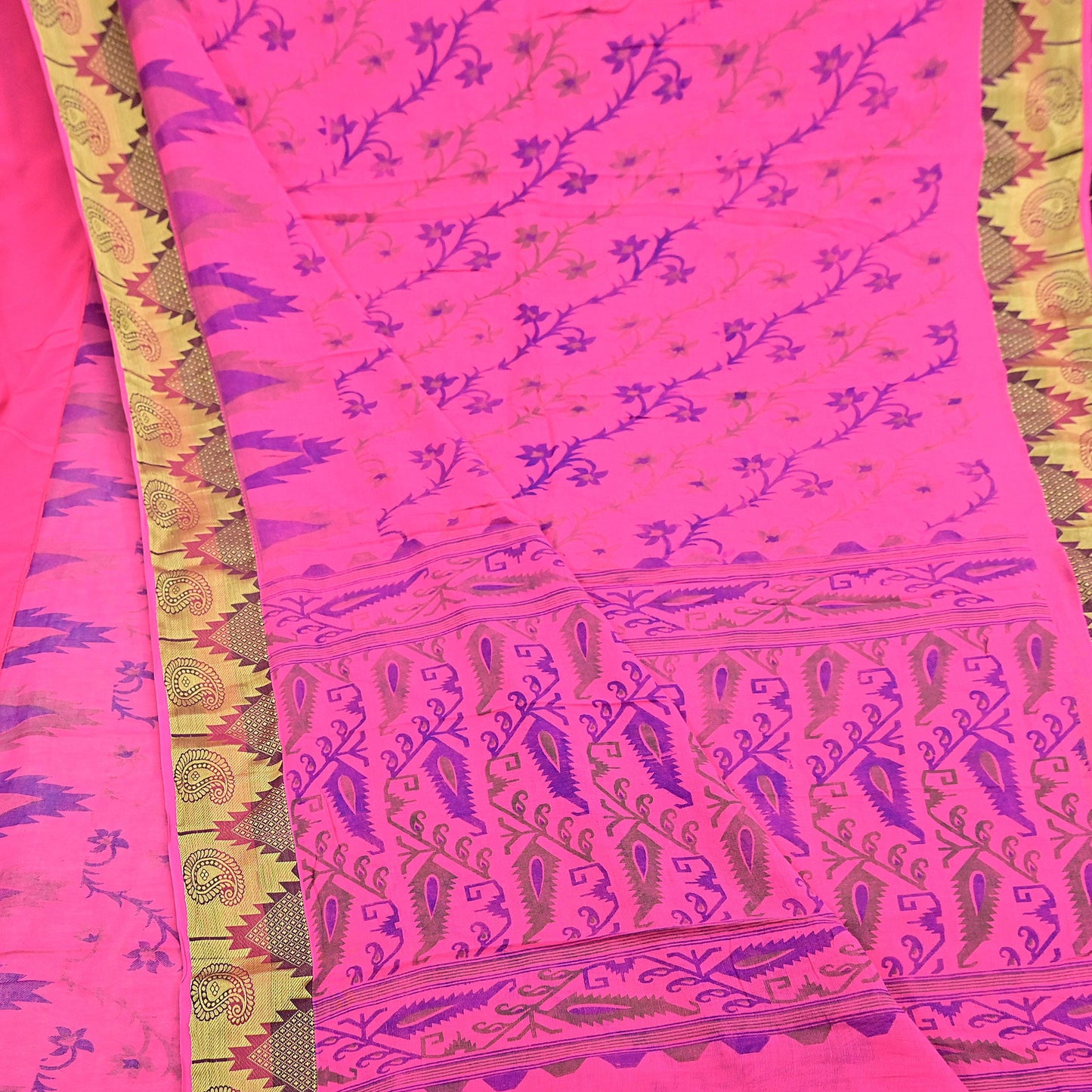 Indian Vintage Sari Pink Printed Pure Cotton Sarees Craft Fabric 5Yd Soft Sewing Sarong Wrap Boho Floral Quilting Dress making