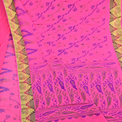 Indian Vintage Sari Pink Printed Pure Cotton Sarees Craft Fabric 5Yd Soft Sewing Sarong Wrap Boho Floral Quilting Dress making