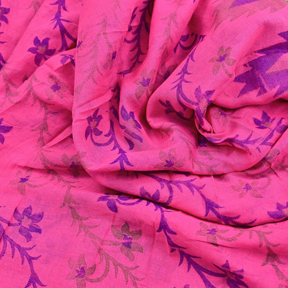 Indian Vintage Sari Pink Printed Pure Cotton Sarees Craft Fabric 5Yd Soft Sewing Sarong Wrap Boho Floral Quilting Dress making