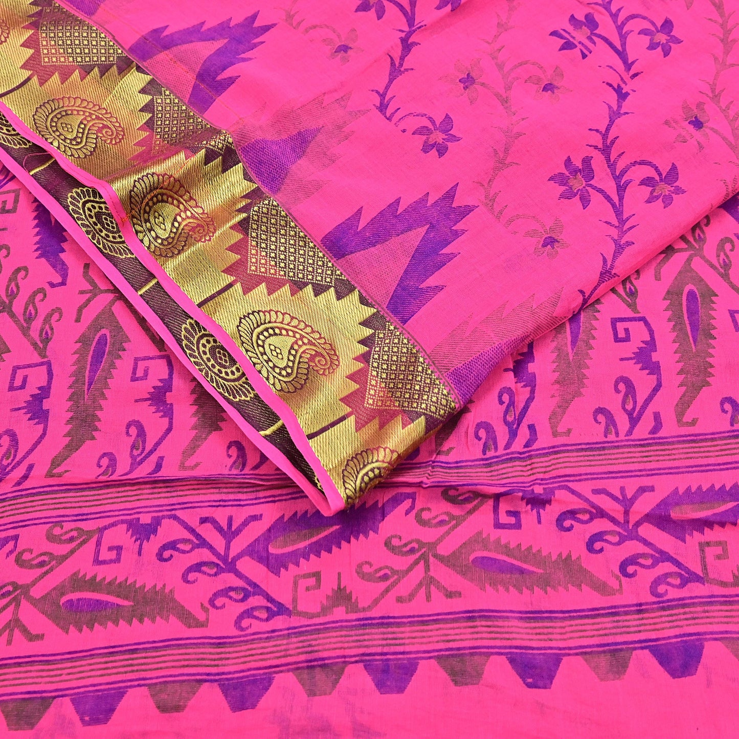 Indian Vintage Sari Pink Printed Pure Cotton Sarees Craft Fabric 5Yd Soft Sewing Sarong Wrap Boho Floral Quilting Dress making