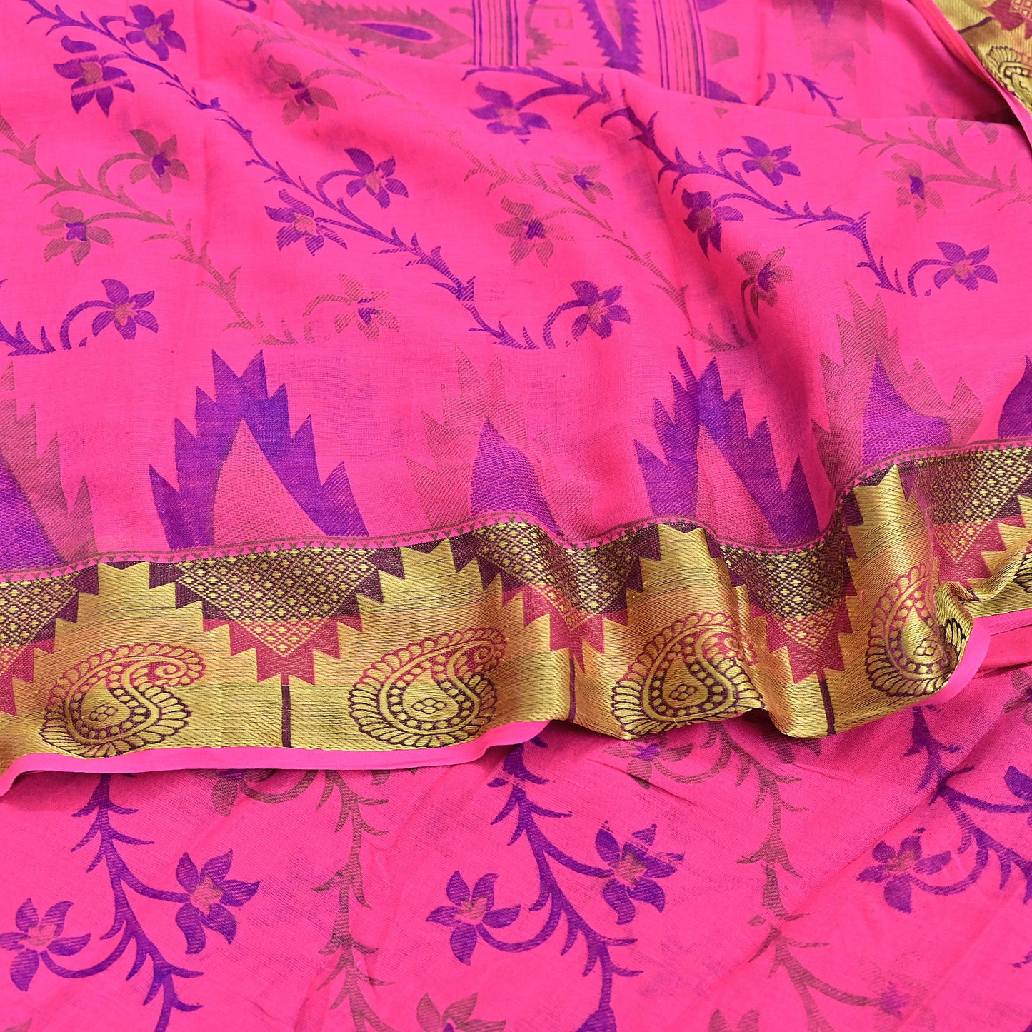 Indian Vintage Sari Pink Printed Pure Cotton Sarees Craft Fabric 5Yd Soft Sewing Sarong Wrap Boho Floral Quilting Dress making