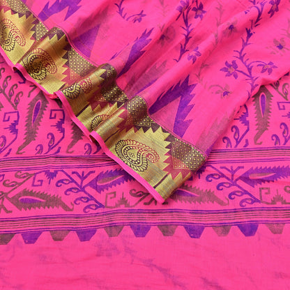 Indian Vintage Sari Pink Printed Pure Cotton Sarees Craft Fabric 5Yd Soft Sewing Sarong Wrap Boho Floral Quilting Dress making