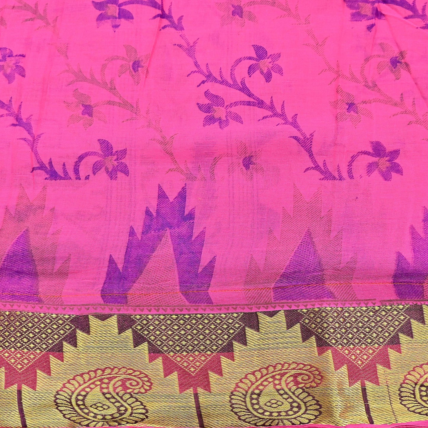 Indian Vintage Sari Pink Printed Pure Cotton Sarees Craft Fabric 5Yd Soft Sewing Sarong Wrap Boho Floral Quilting Dress making