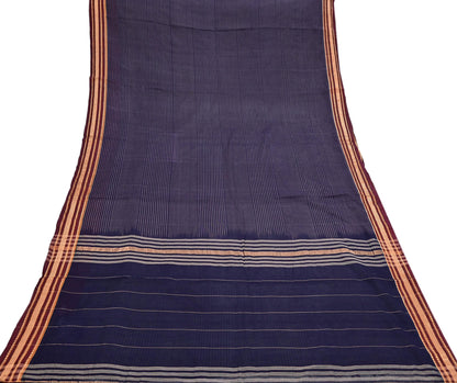 Vintage Sari Blue Pure Cotton Hand Woven Sarees Craft Fabric 5Yd Sewing Soft Crafting Dress making Upcycle Quilting Upcycle Zari Border