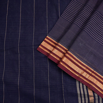 Vintage Sari Blue Pure Cotton Hand Woven Sarees Craft Fabric 5Yd Sewing Soft Crafting Dress making Upcycle Quilting Upcycle Zari Border