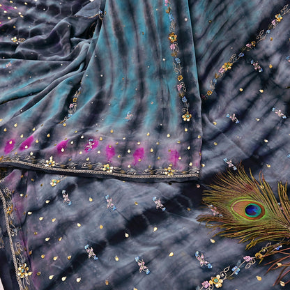 Indian Vintage Sari Pure Crepe Silk Hand Embroidered Sarees 5yd Sewing Craft Fabric Ethnic Wrap Upcycle Quilting Crafting Dress Making